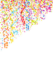 Fototapeta premium Serpentyny i konfetti w gwiazdki Kolorowy plakat imprezowy A4