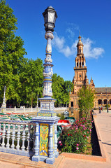 Monumental Plaza de España, Sevilla, España - obrazy, fototapety, plakaty