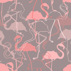 Naklejka premium Seamless pattern of flamingos