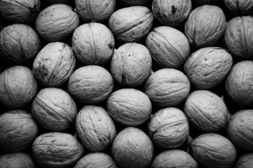 group of walnuts as background