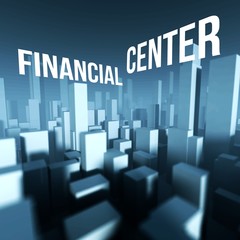 Financial center in 3d model of city downtown