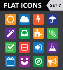 Universal Colorful Flat Icons. Set 7.