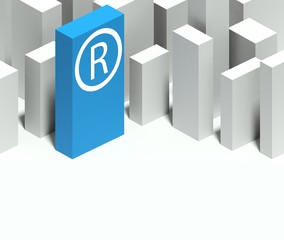 Obraz premium 3d registered name symbol in conceptual model of city