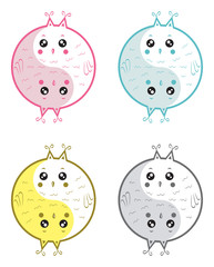 Cute owls yin yang