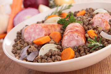 lentils with meat and vegetables