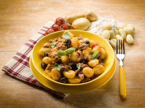 homemade gnocchi with ragout sauce