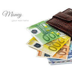 Leather wallet with money