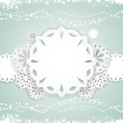 paper snowflake background on blue