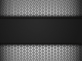 Black leather panel on black mesh landscape