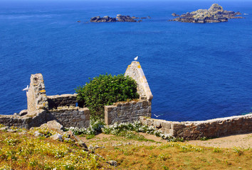 Fototapeta na wymiar ruine sur l'île aux moine