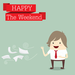 businessman is happy at the weekend relax time after work hard,