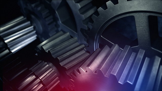 A rotating gears in gearbox . Part2