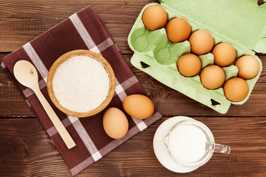 Eggs, milk and flour