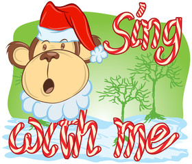 Fototapeta premium Christmas Holiday Monkey Vector Illustration