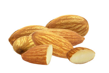 almonds on white background