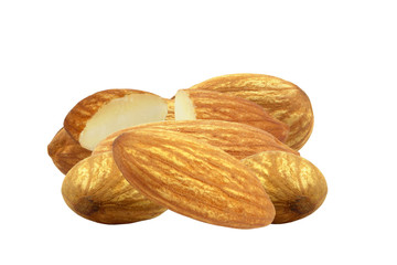 almonds on white background