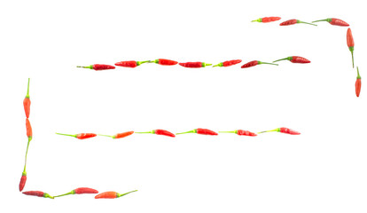 Red chili peppers on white background.