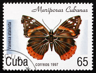 Fototapeta na wymiar Znaczek pocztowy Kuba 1997 Red admirał, Motyl