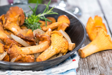 Portion of fried Chanterelles