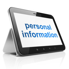 Protection concept: Personal Information on tablet pc computer