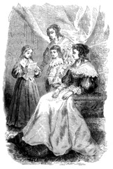 Aristocracy : Girl reading - 18th century