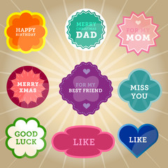 Vintage labels with greetings and wishes