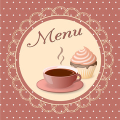 sweet menu with cupcake and coffee