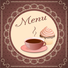 sweet menu with cupcake and coffee