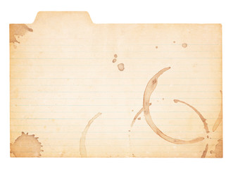 Vintage Tabbed Index Card With Coffee Stains