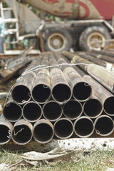 Old metal pipes - for construction.