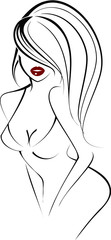 Sexy beauty icon Female body with red lips - 57200859