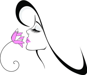 Beauty icon with a flower and hat