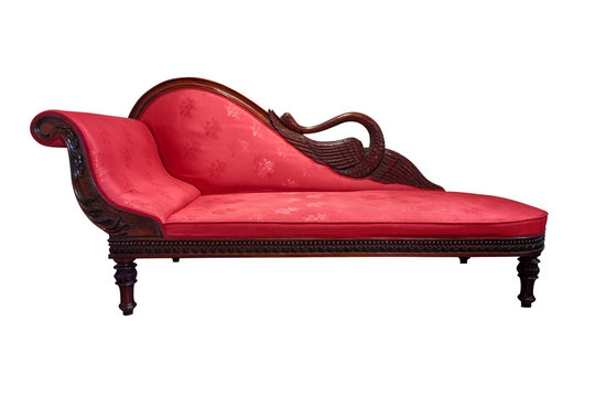 Red chaise longue isolated on white
