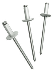 Three rivets isolated on white background, 3D render