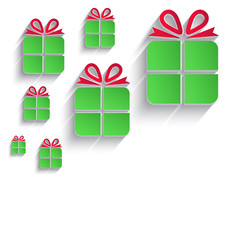 christmas gift green red paper 3D icon