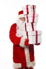 Man in Santa Claus costume isolated on white 