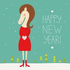 Happy new year card for 2014 year of the horse