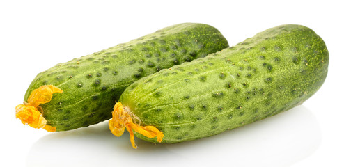 Fresh cucumbers isolated on white.