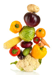 Fresh vegetables isolated on white