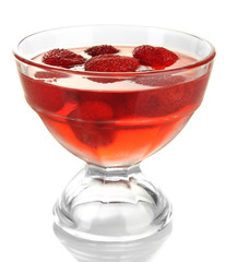 Jelly with fresh berries isolated on white