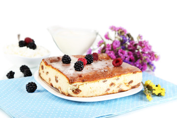 Cheese casserole with raisins