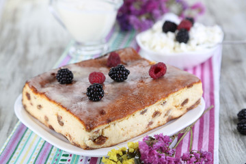 Cheese casserole with raisins