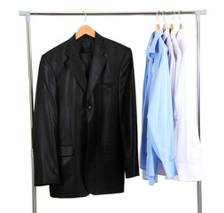 Office  male clothes on hangers, isolated on white