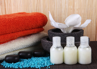 Beautiful spa setting with flower