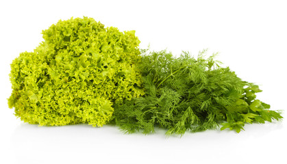 Fresh green vegetables isolated on white