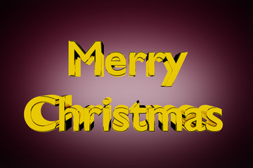 Fototapeta na wymiar Golden Merry Christmas lettering on red