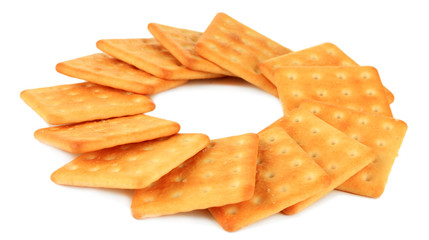 Delicious crackers isolated on white