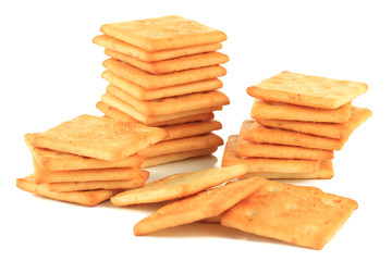 Delicious crackers isolated on white