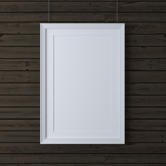 white frame on wood wall