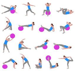 women doing pilates - vector illustration